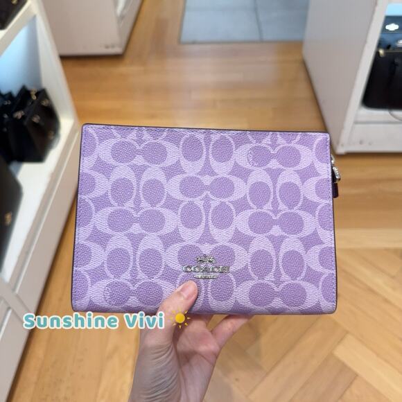 NWT Coach Slim Crossbody Bag In Signature Canvas Purple Iris Silver CBM46